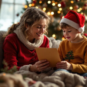 Barn læser brev fra julemanden